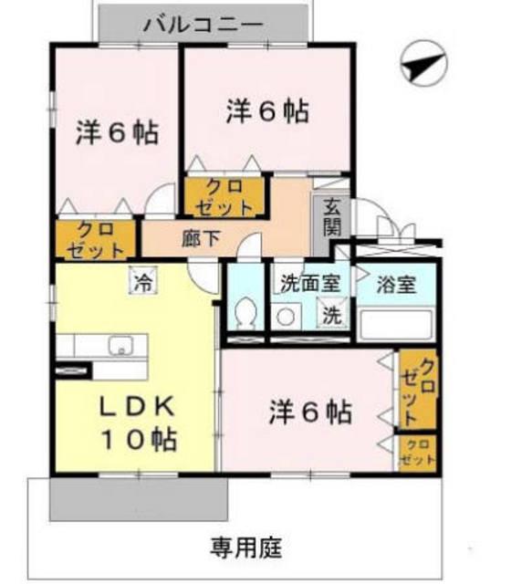 クレールW(3LDK/1階)の間取り写真