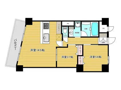 フクダ不動産八木駅前マンション(2LDK/6階)の間取り写真