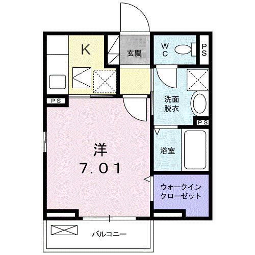 デルフィーノ(1K/1階)の間取り写真