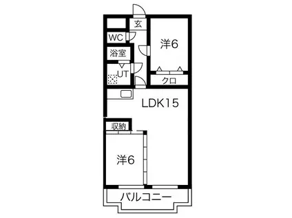 オアシス鷹丘(2LDK/2階)の間取り写真