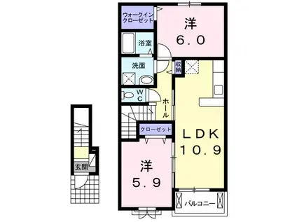 ルシール 名東(2LDK/2階)の間取り写真