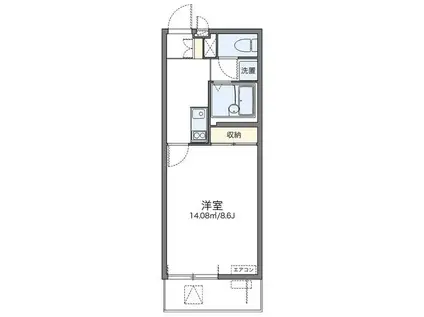 レオネクストリバーシティ本町(1K/1階)の間取り写真