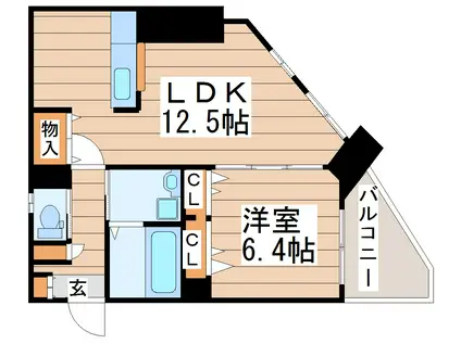 ル・グランノワール(1LDK/5階)の間取り写真