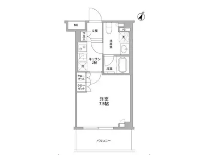 フレアージュ白金台(1K/1階)の間取り写真