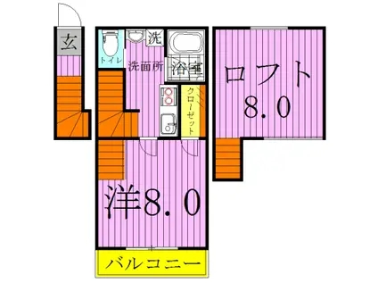 ミニフラット12(1K/2階)の間取り写真