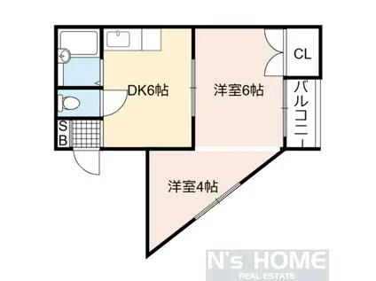 ヴィラ盛都II(2DK/3階)の間取り写真