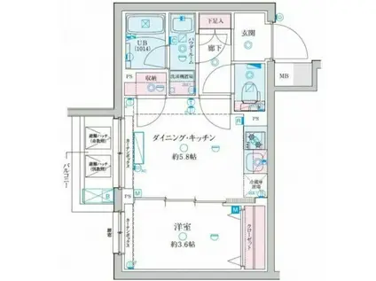 GENOVIA京成立石V(1DK/4階)の間取り写真