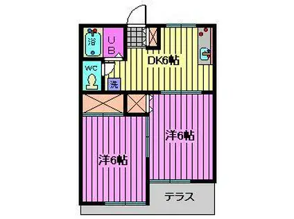 コーポ赤坂(2DK/1階)の間取り写真