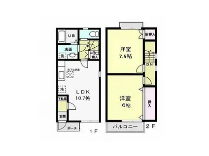 AZUR III(2LDK/1階)の間取り写真