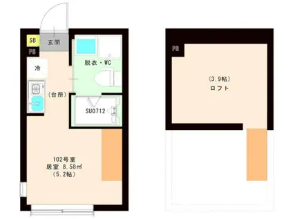 ハーモニーテラス 平井X(ワンルーム/1階)の間取り写真