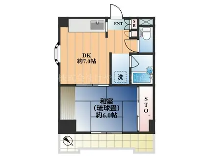 ハイム生方(1DK/6階)の間取り写真