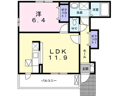 グレースぐみの木(1LDK/1階)の間取り写真