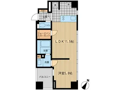 ウィルテラス勝どき(1LDK/8階)の間取り写真