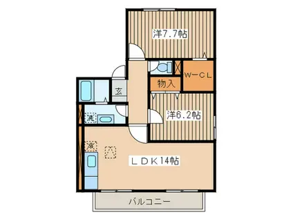 ルミエールA(2LDK/2階)の間取り写真