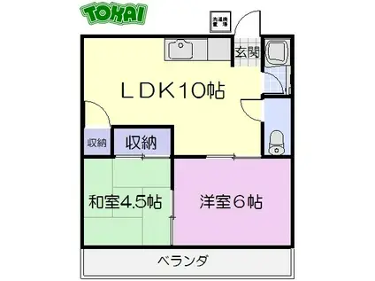 コーポむらたA(2LDK/2階)の間取り写真