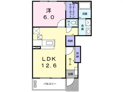 ヴァンクール貴志川II(1LDK/1階)の間取り写真
