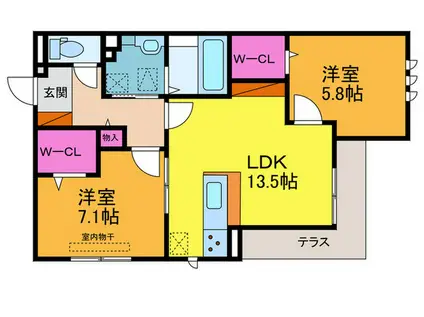 アーバンクロス(2LDK/1階)の間取り写真