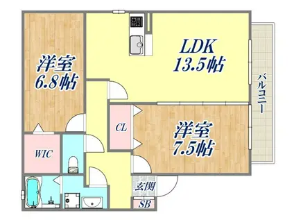 クレールメゾン(2LDK/2階)の間取り写真