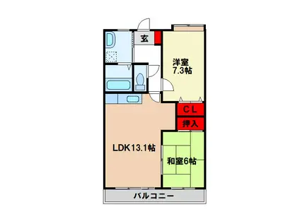 M´S テラス(2LDK/2階)の間取り写真