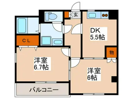 ミールヤマザキ(2DK/1階)の間取り写真