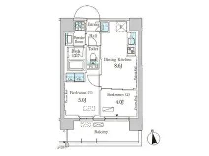 パークアクシス柏(2DK/4階)の間取り写真