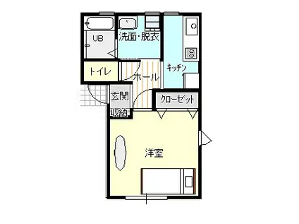 エルウッド15A棟(1K/1階)の間取り写真