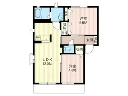 サンシャインヒルズ湘南(2LDK/2階)の間取り写真