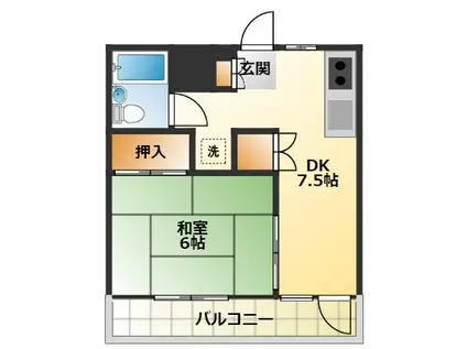 山本アビタシオン北館(1DK/4階)の間取り写真