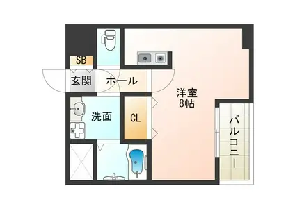 キャピトル靭本町(1K/2階)の間取り写真