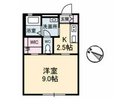 クラション・アンベール(1K/1階)の間取り写真