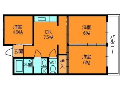 ソレアードリオン(3DK/1階)の間取り写真