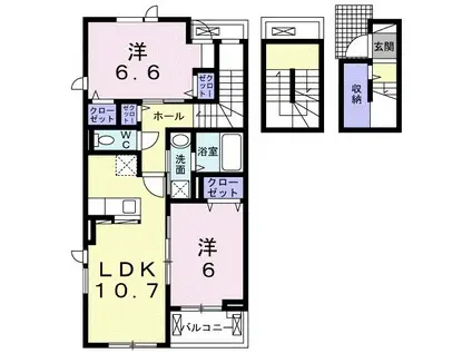 レジデンス上道 壱番館(2LDK/3階)の間取り写真