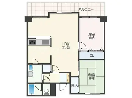 ロワールマンション大江(2LDK/8階)の間取り写真