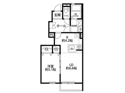 DURACASAM(1LDK/1階)の間取り写真