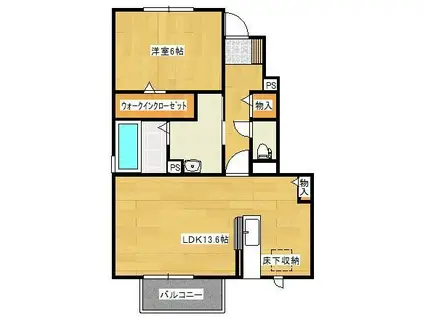 ディモルフォセカ(1LDK/1階)の間取り写真