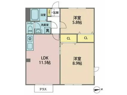 フレグランス坂下A(2LDK/1階)の間取り写真