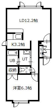 ヴェルシティ東光6.3 C棟(1LDK/1階)の間取り写真