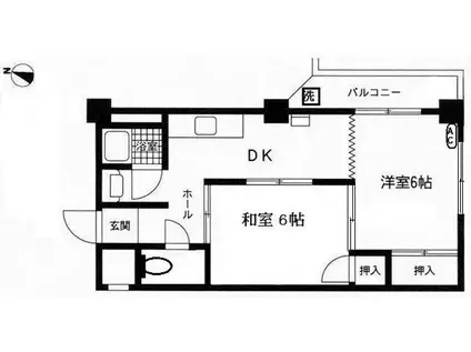 ハイツ横浜(2DK/8階)の間取り写真