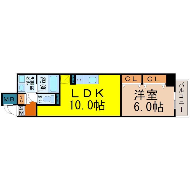 ラ・メゾン輝(1LDK/6階)の間取り写真