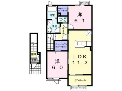 トータルインH(2LDK/2階)の間取り写真
