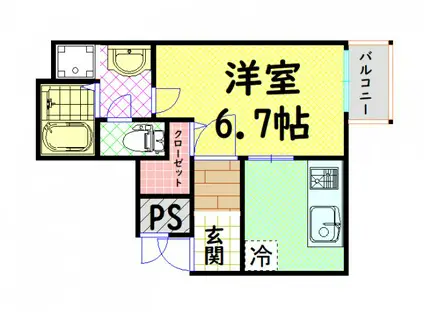 プラチナム松屋町(1K/3階)の間取り写真
