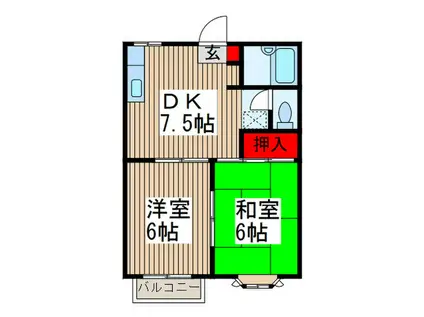 メゾンマキ第二(2DK/1階)の間取り写真