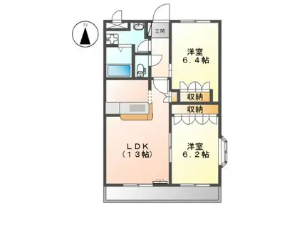 プリオールII(2LDK/2階)の間取り写真