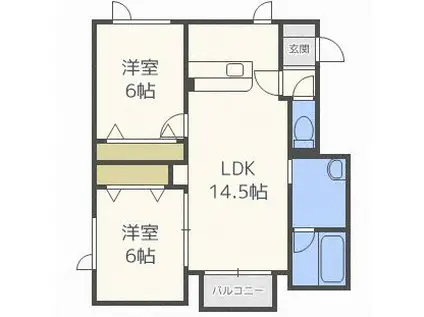 エアリータウンA棟(2LDK/2階)の間取り写真