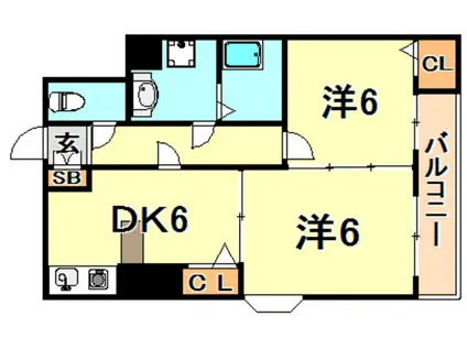 メゾンティファニー(2DK/2階)の間取り写真
