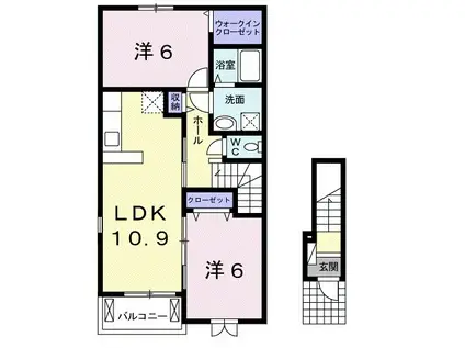 ディラI(2LDK/2階)の間取り写真