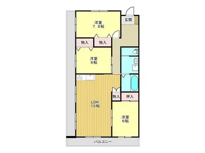 ソワサントUTRII(3LDK/3階)の間取り写真