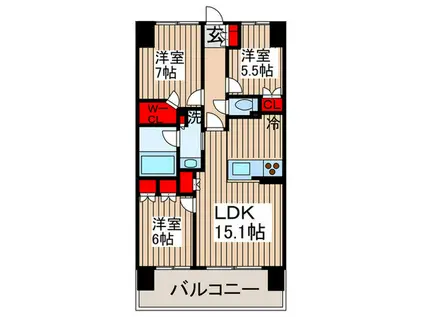 エスティメゾン豊洲レジデンス(3LDK/11階)の間取り写真
