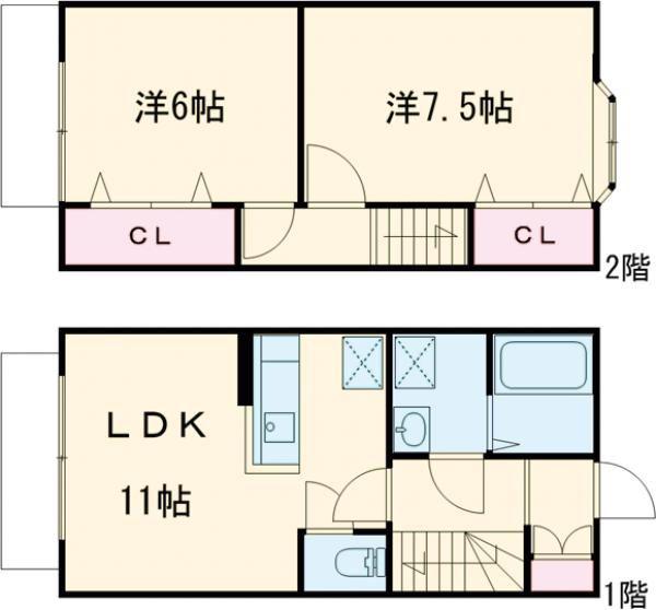 PALM HILLS(2LDK/1階)の間取り写真