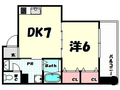 キリンハイム(1DK/7階)の間取り写真